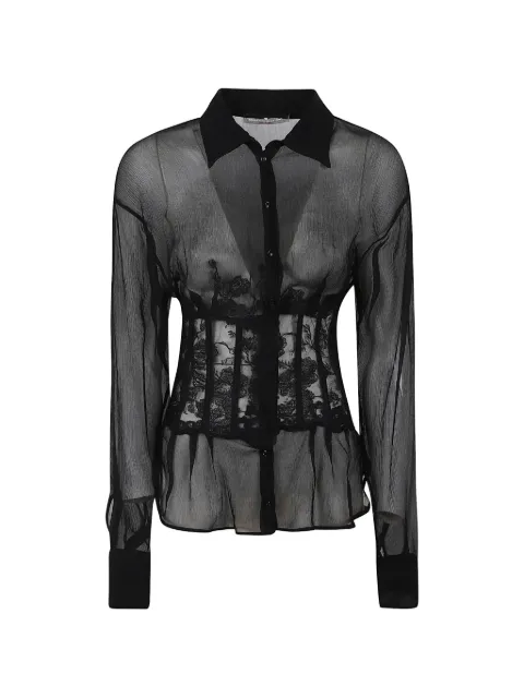 Ermanno Scervino lace-panelled silk shirt