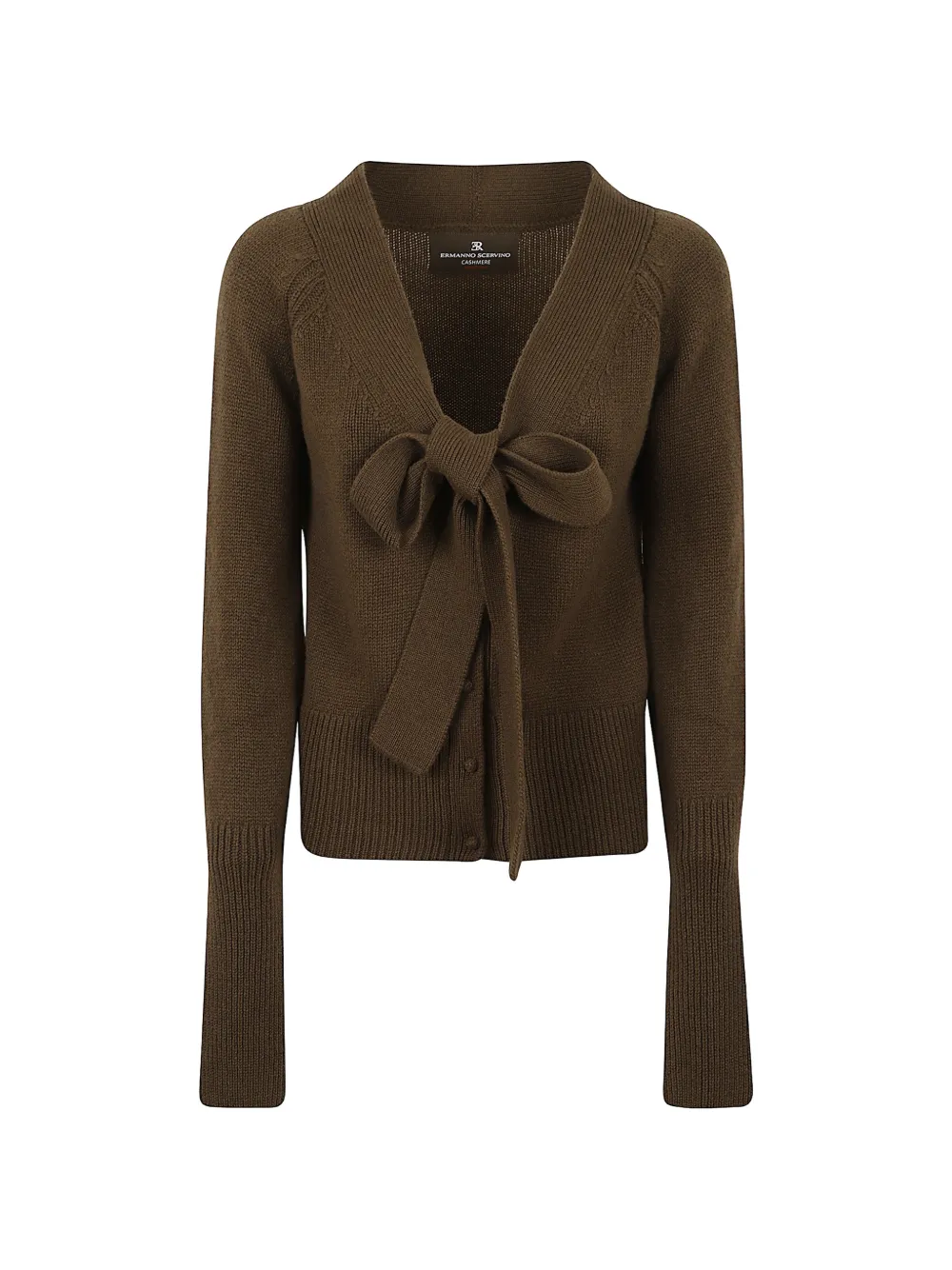 Ermanno Scervino bow-detail fine-knit cardigan - Green