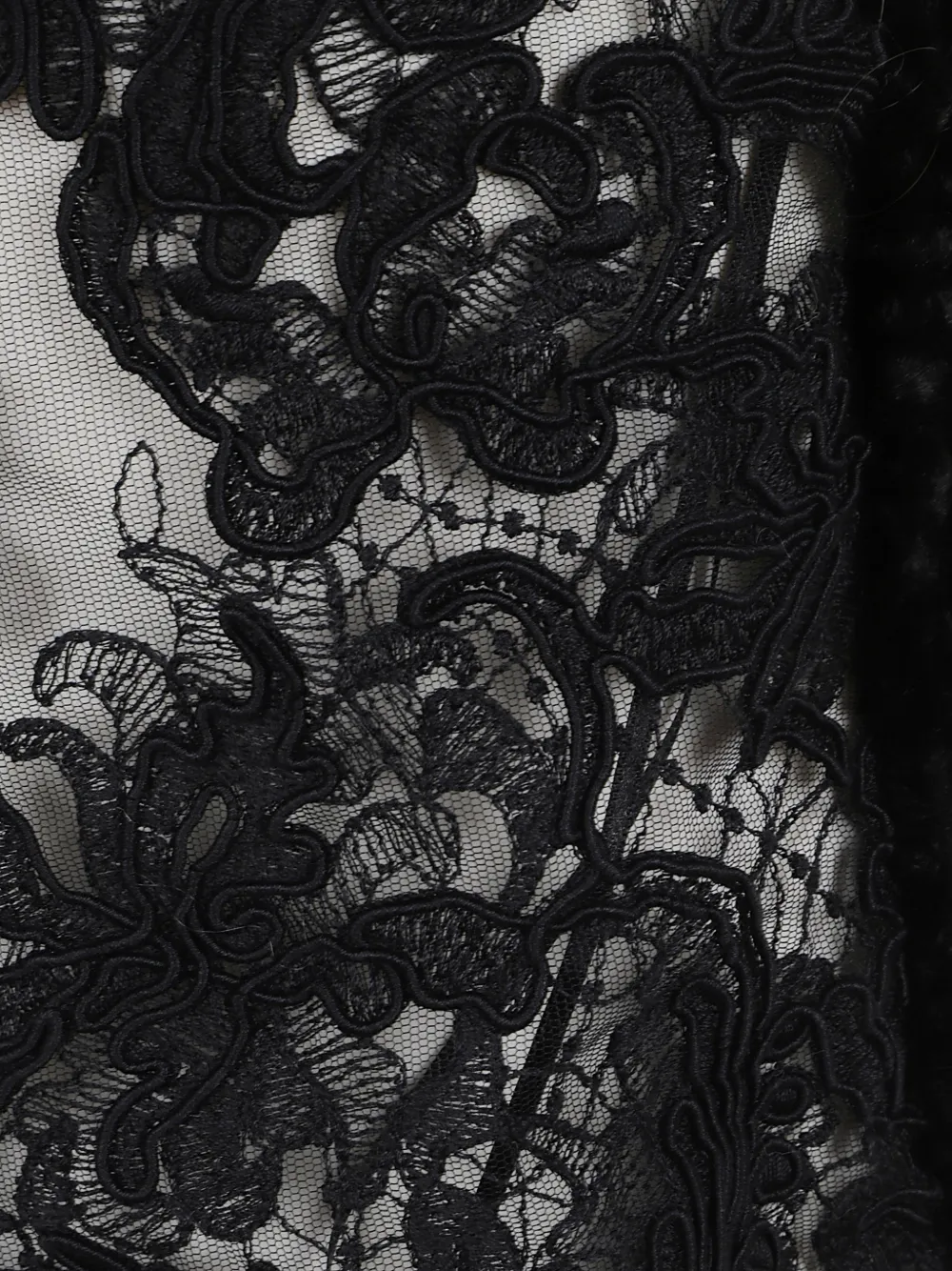 Ermanno Scervino lace-panelled velvet top Zwart