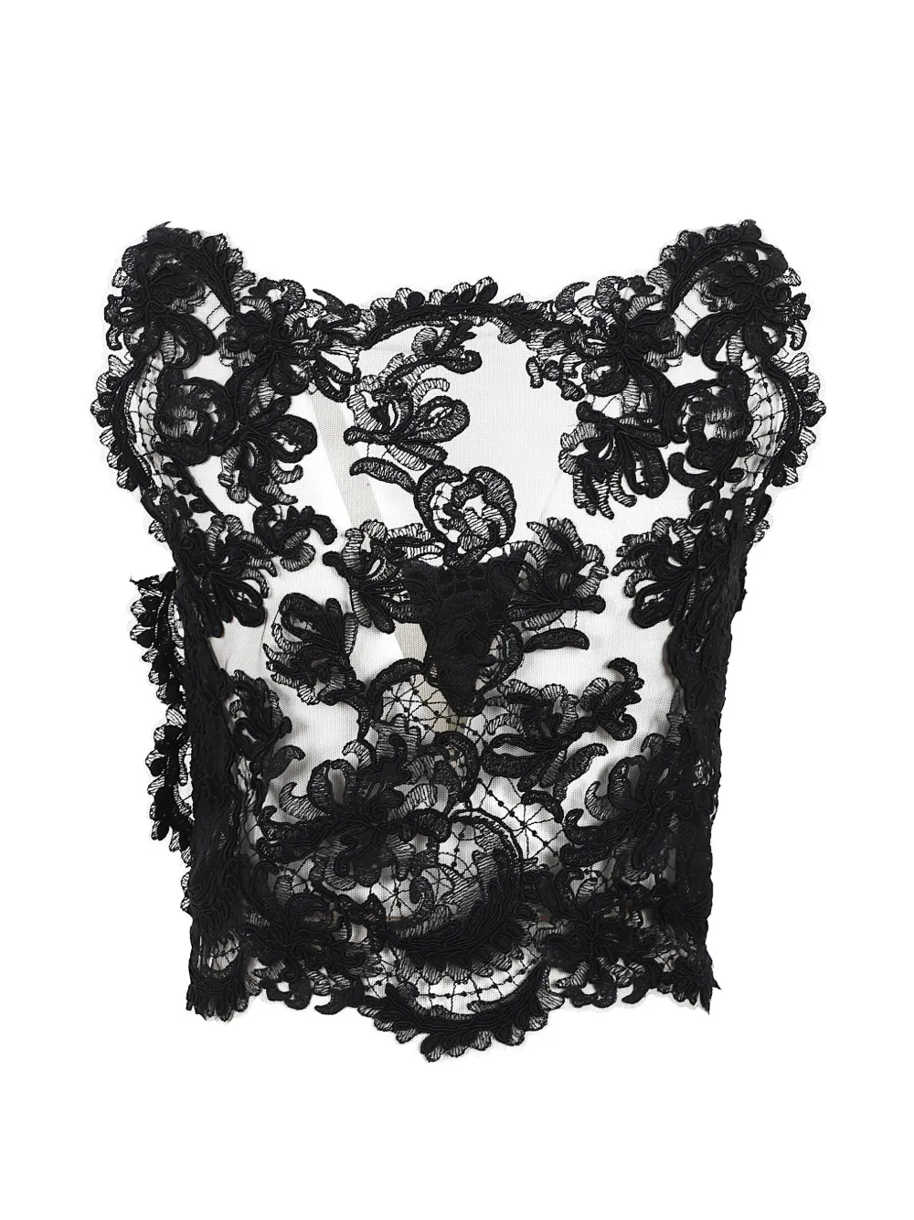 Ermanno Scervino lace-panelled velvet top - Nero