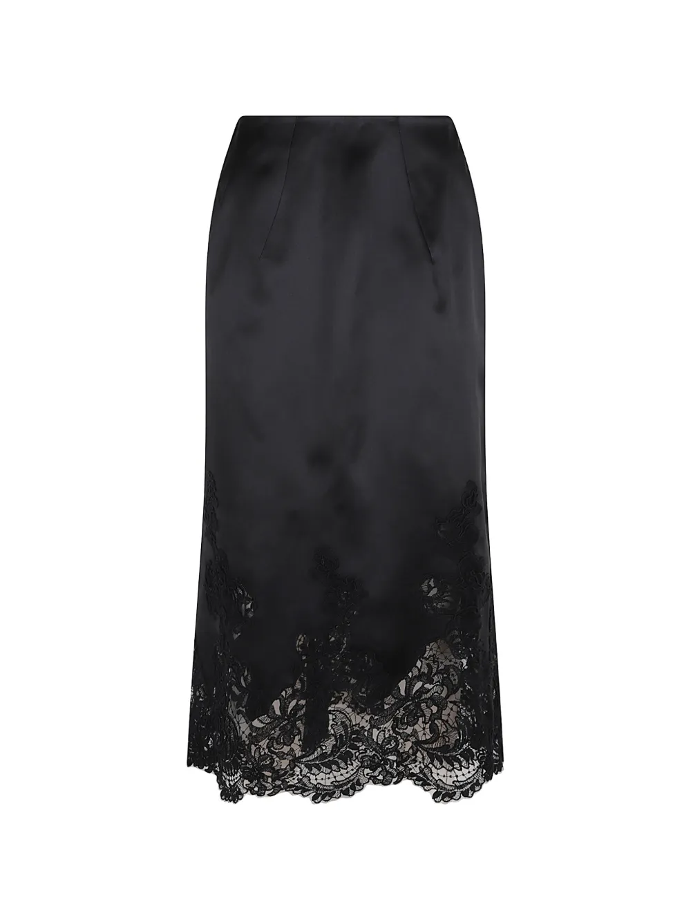 Ermanno Scervino lace-trim silk midi skirt Zwart