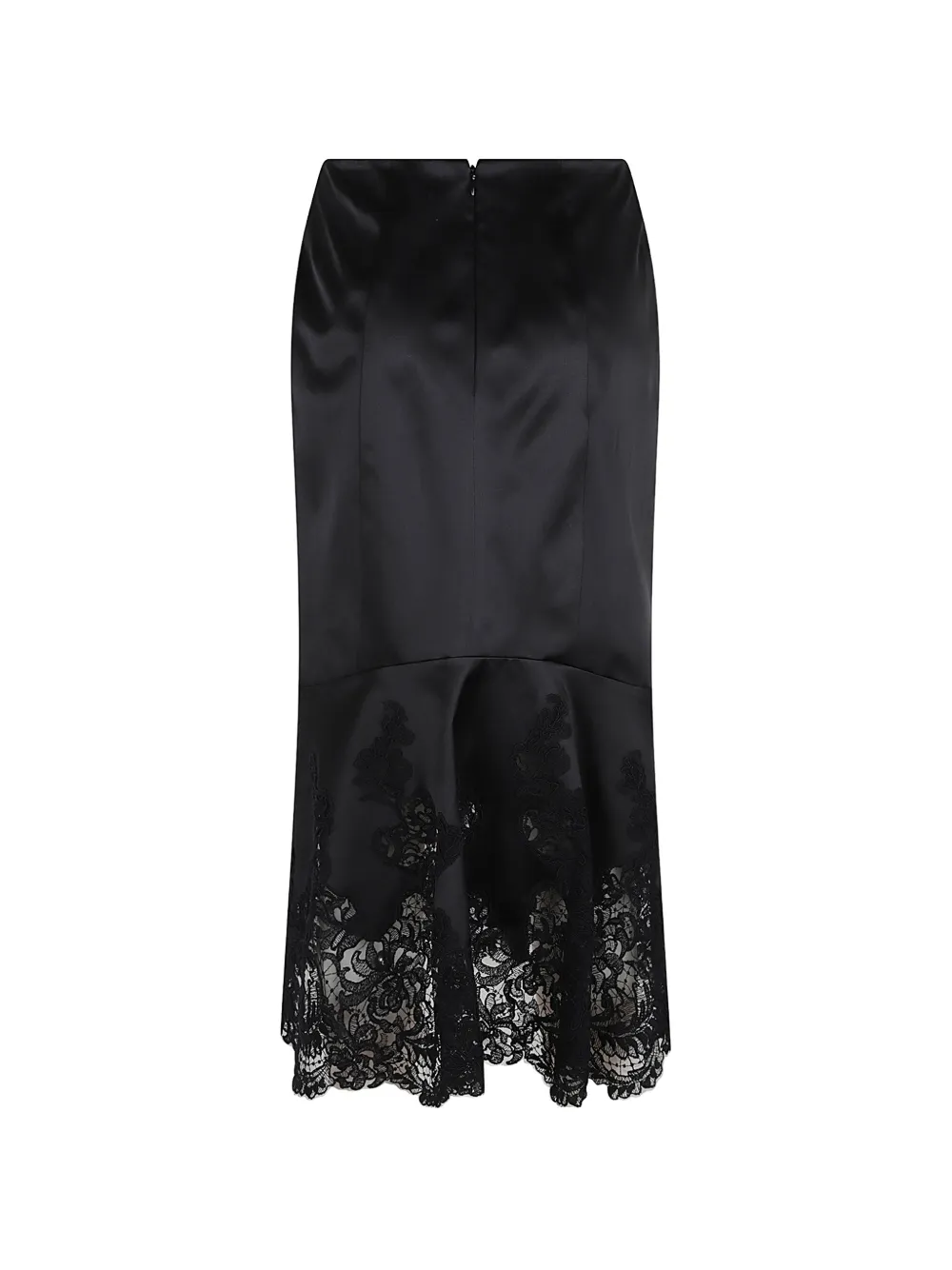 Ermanno Scervino lace-trim silk midi skirt Zwart