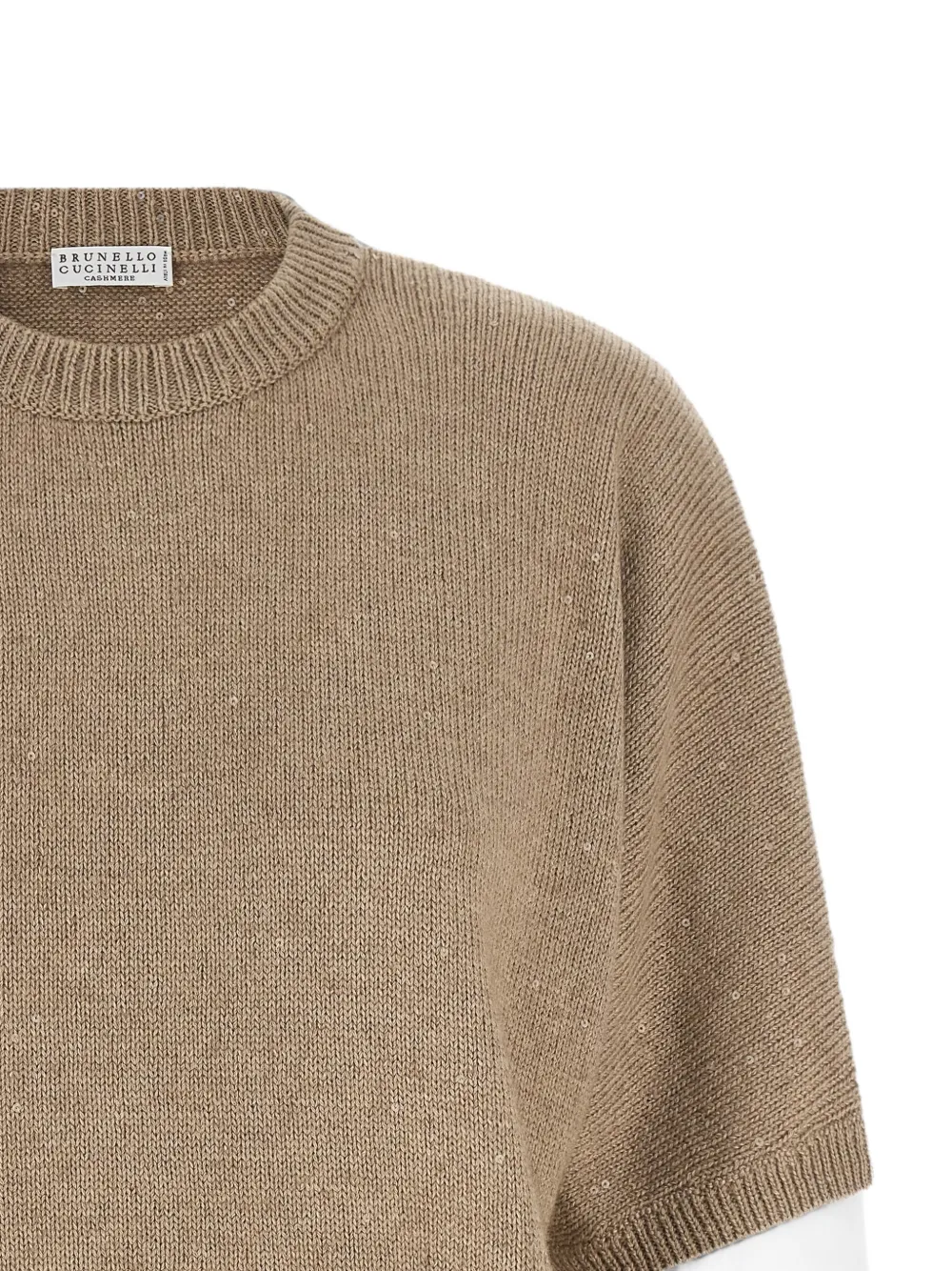 Brunello Cucinelli Diamante trui verfraaid met pailletten Beige