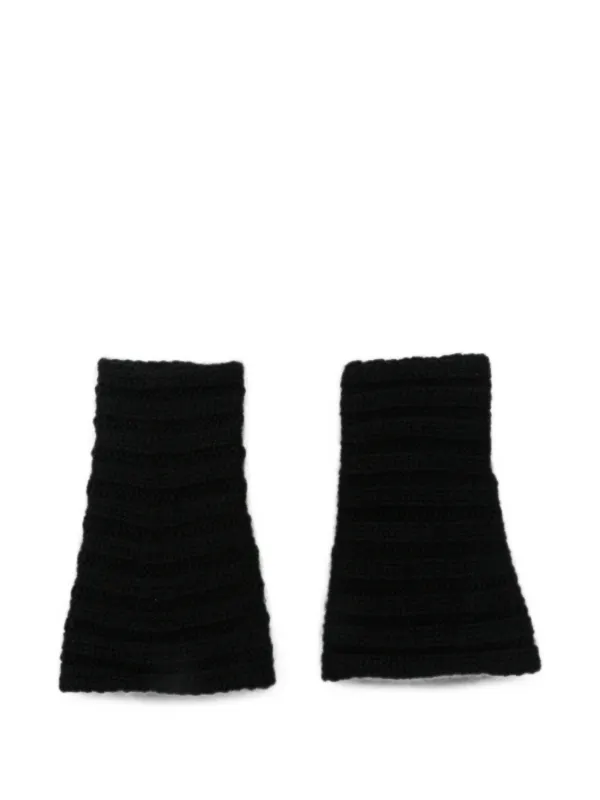 Lisa Yang Zarie Ribbed-knit Fingerless Gloves in Black