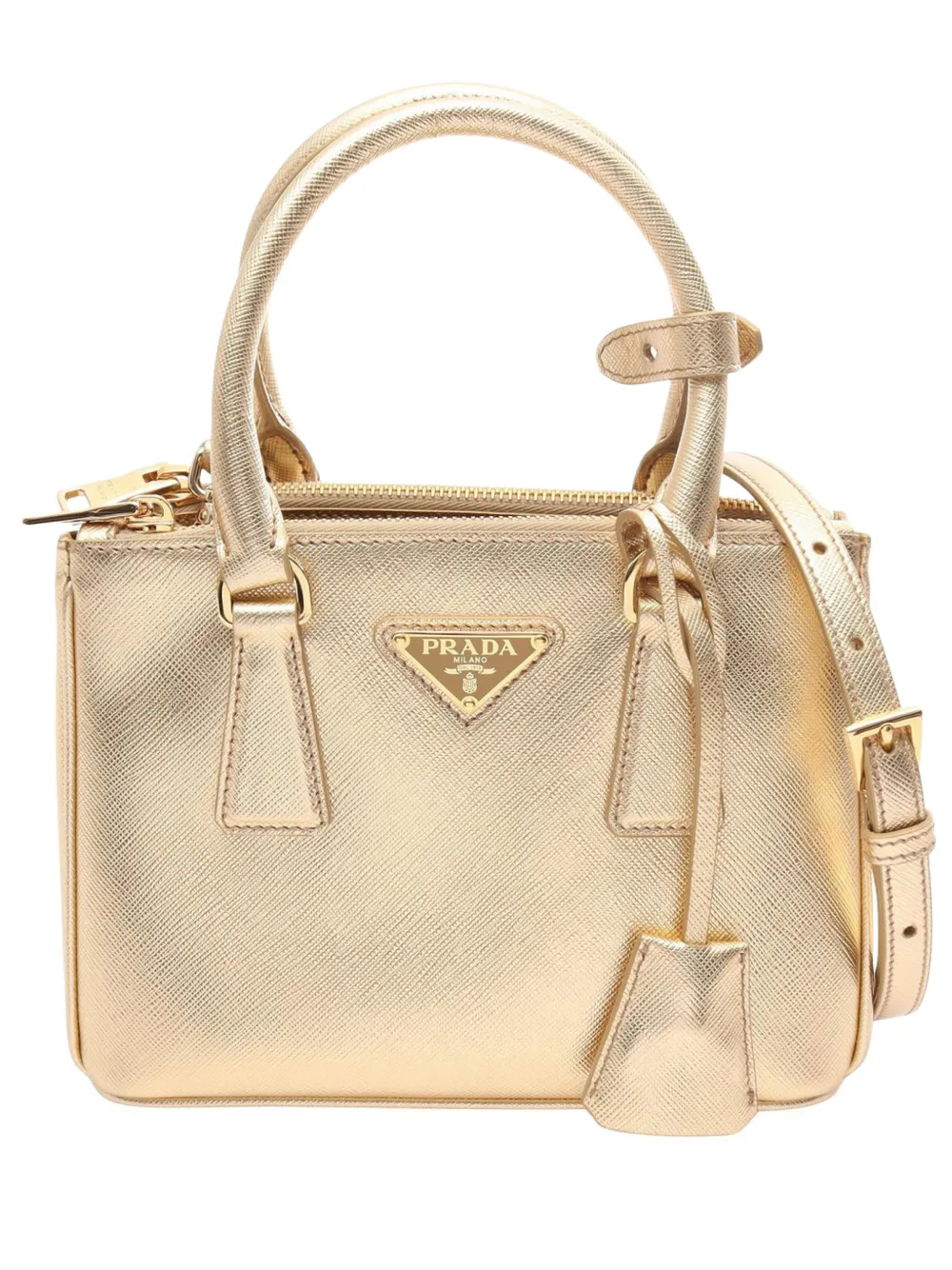 Prada Pre-Owned 2013-2026 Mini Saffiano Lux Galleria Double Zip satchel - Gold