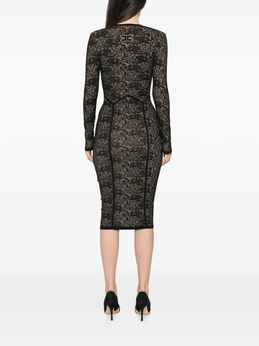 Elisabetta Franchi Midi-jurk met lange mouwen Zwart