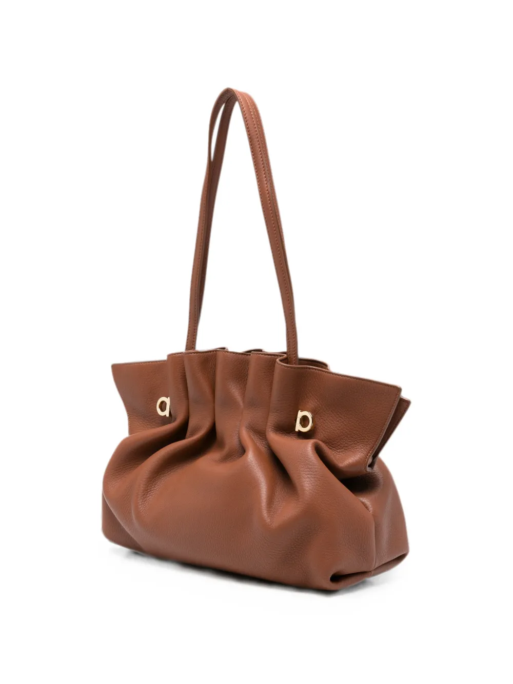 Ferragamo Gancini leren schoudertas Bruin