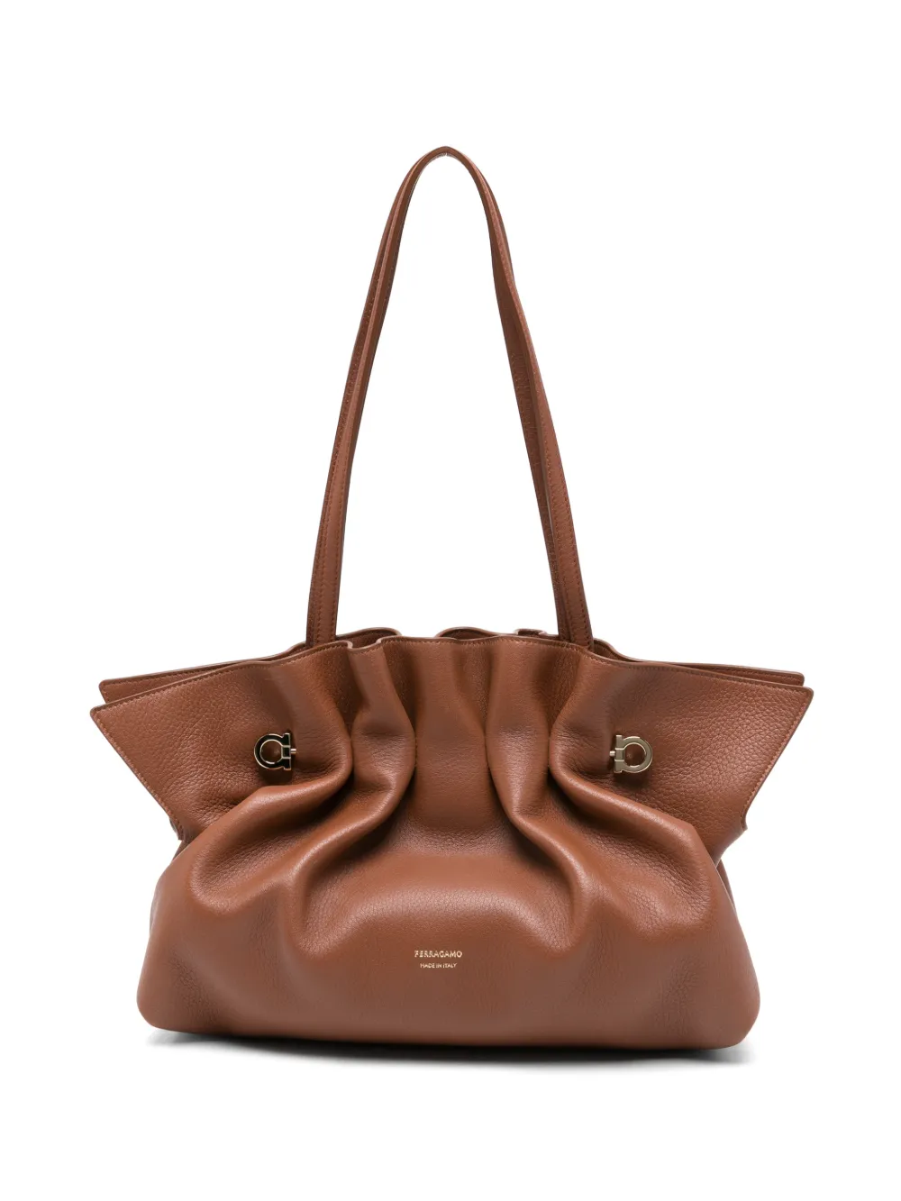 Ferragamo Gancini leather shoulder bag - Marrone