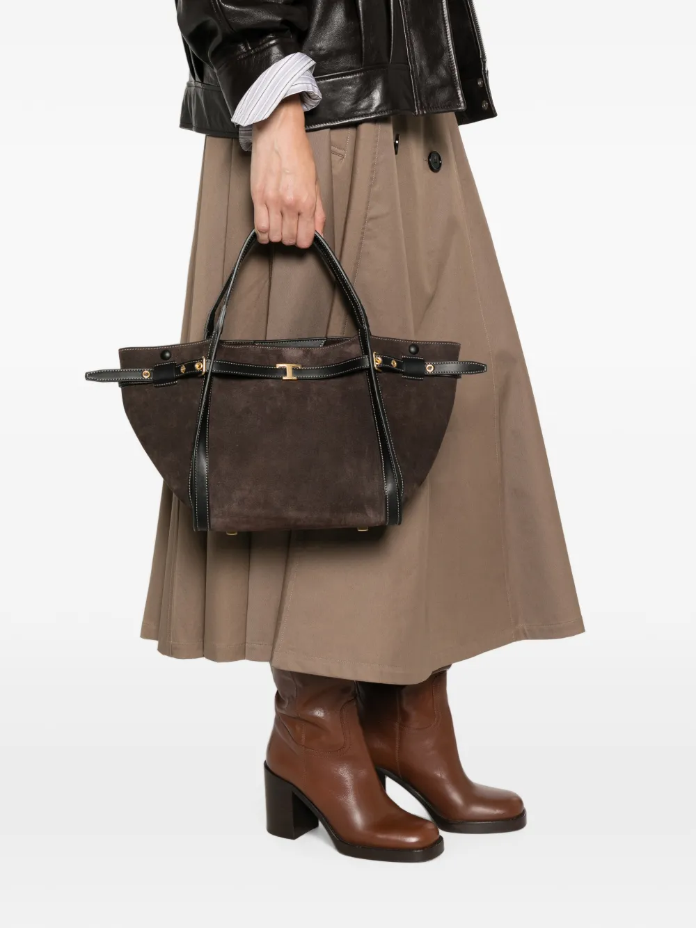 Tod's T Timeless suède shopper Bruin
