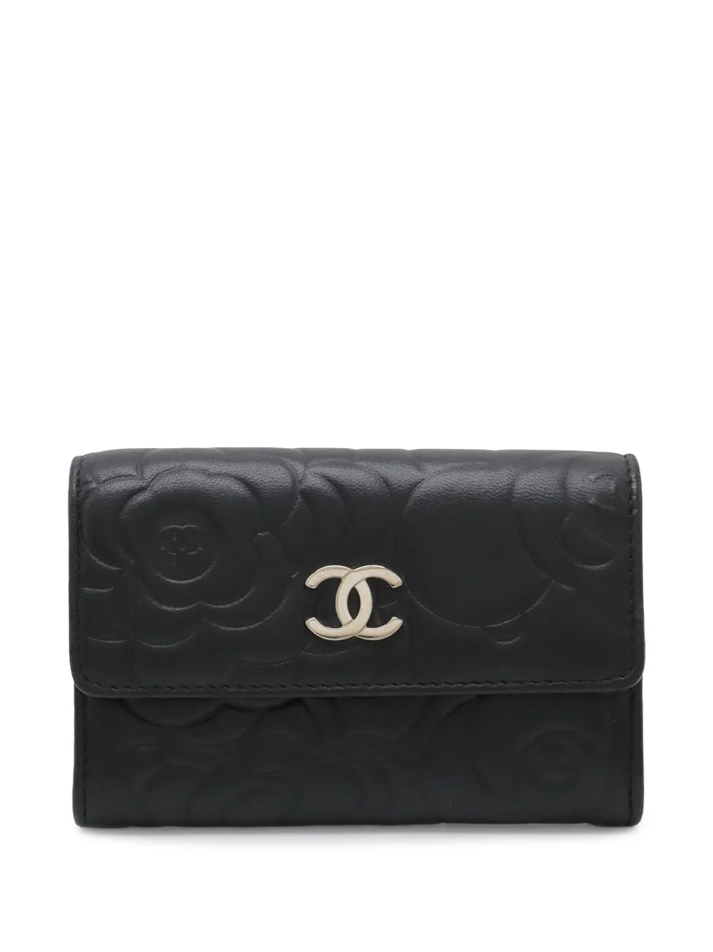 CHANEL Pre-Owned Portacarte Camellia CC in pelle goffrata 2012 - Nero