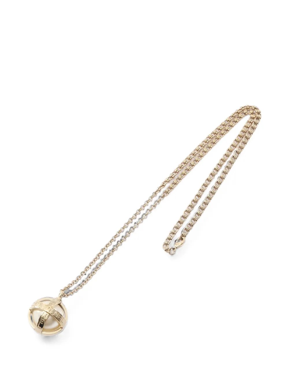 CHANEL Pre-Owned 2022 Coco Mark faux-pearl necklace - Gold