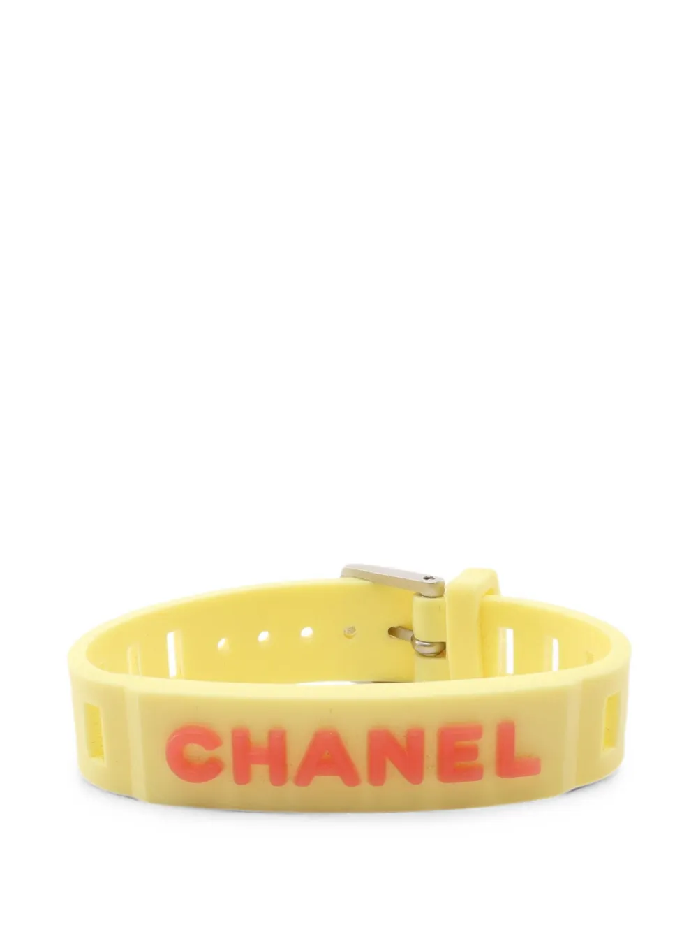CHANEL Pre-Owned 1986-1988 logo-embossed buckle bracelet - Yellow