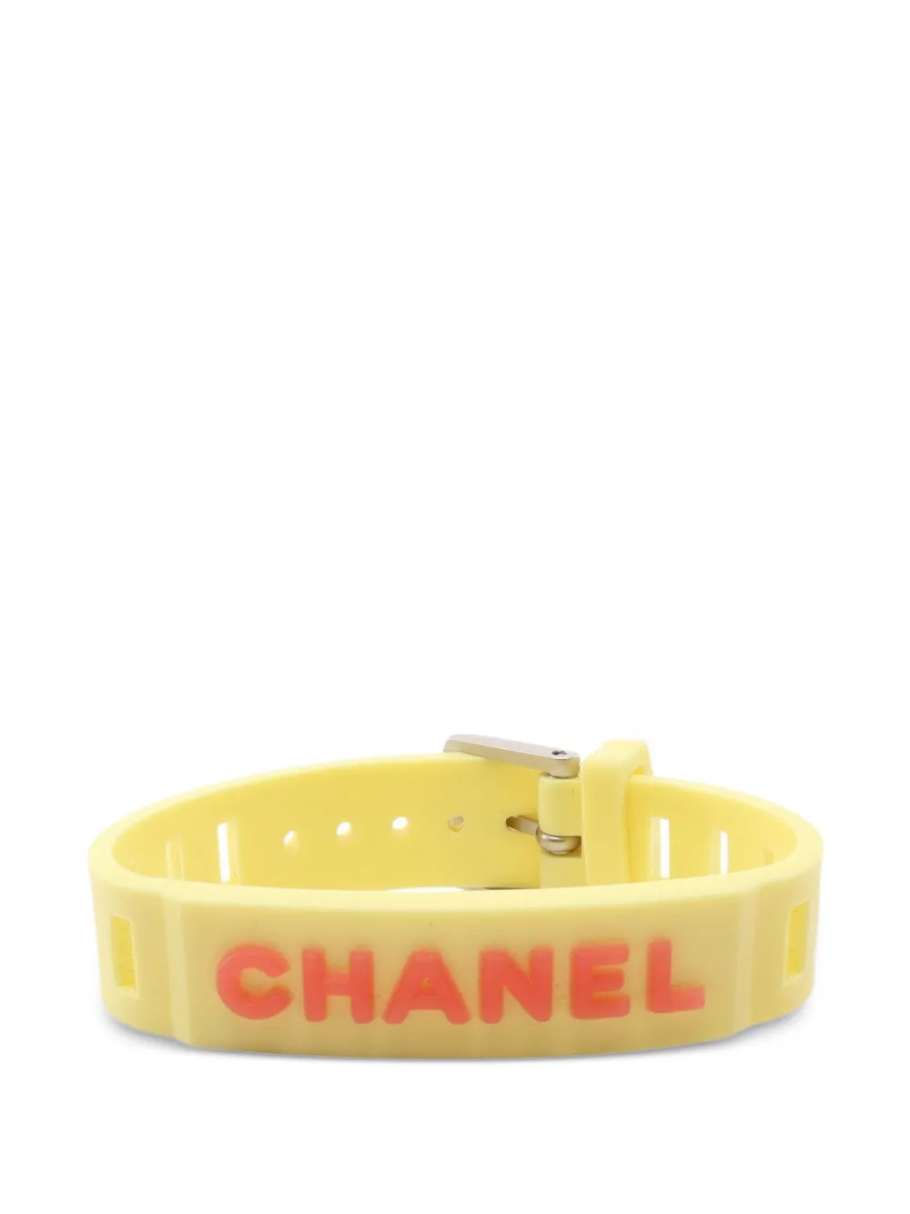 CHANEL Pre-Owned 1986-1988 logo-embossed buckle bracelet - Giallo