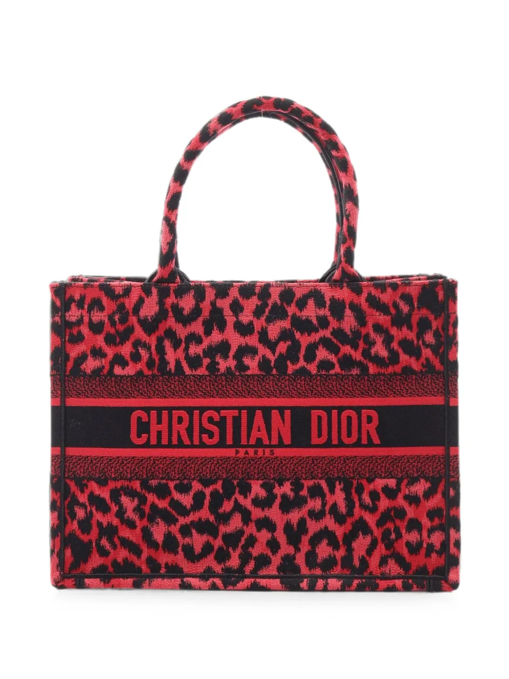 Christian Dior Pre-Owned 2010s medium Book leopard-print tote bag - Red