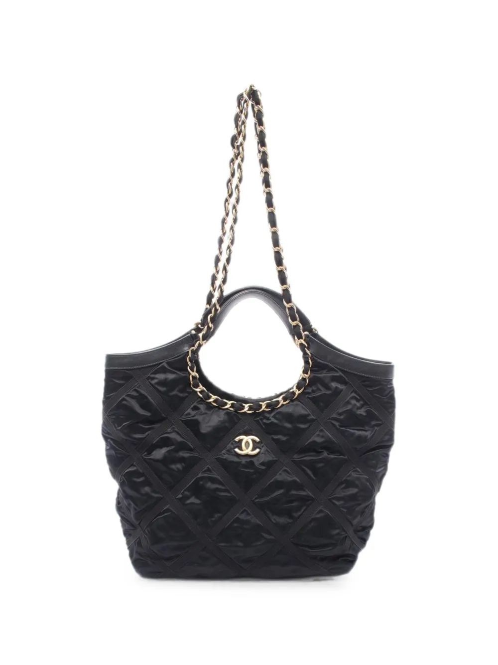 CHANEL Pre-Owned 2021 matelassé chain tote bag - Black