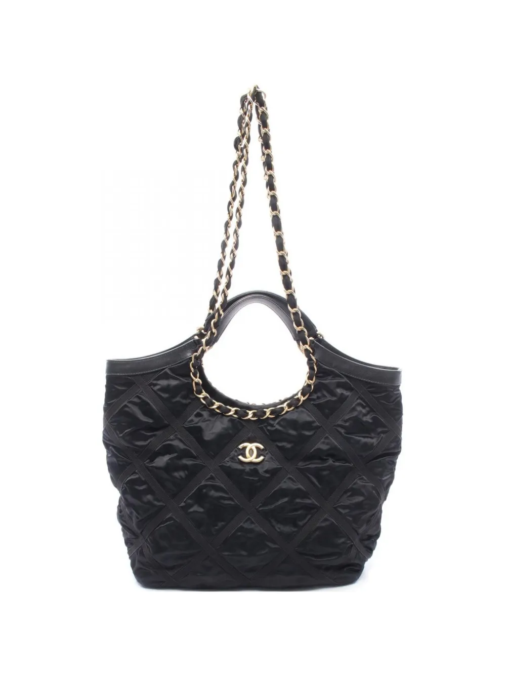 CHANEL Pre-Owned 2021 matelassé chain tote bag - Black
