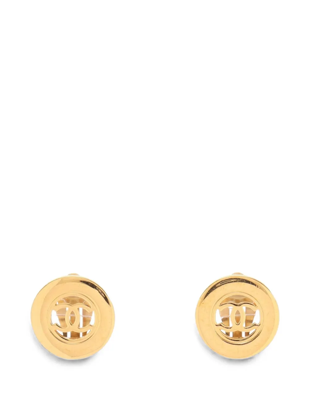 CHANEL Pre-Owned 1997 Coco Mark clip-on earrings - Gold
