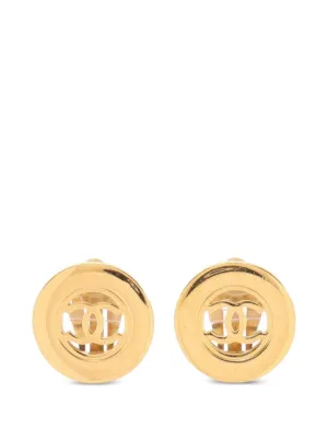 CHANEL Pre-Owned ココマーク カメリア ピアス | ゴールドトーン