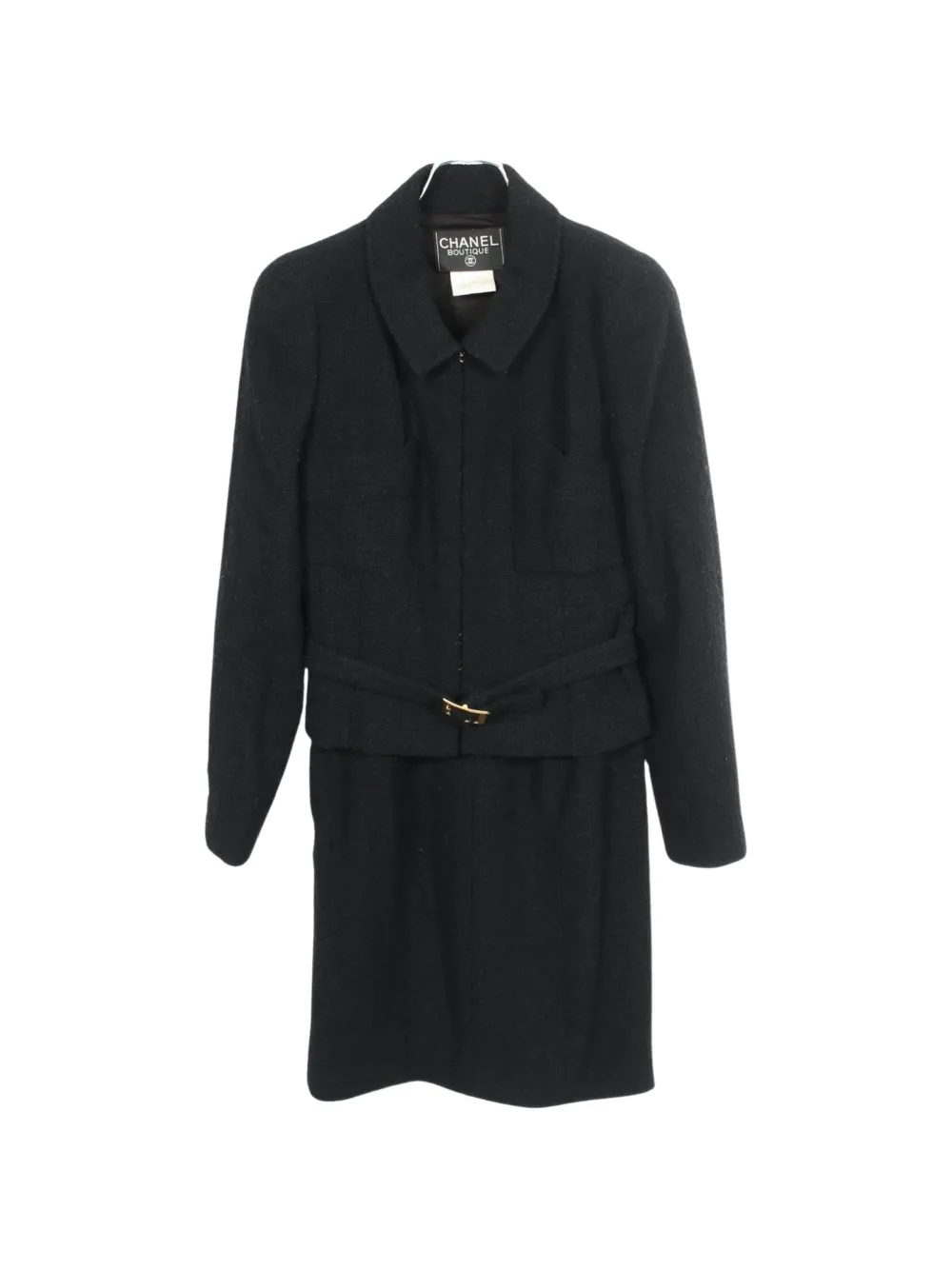 CHANEL Pre-Owned 1986-1988 belted tweed skirt suit - Black