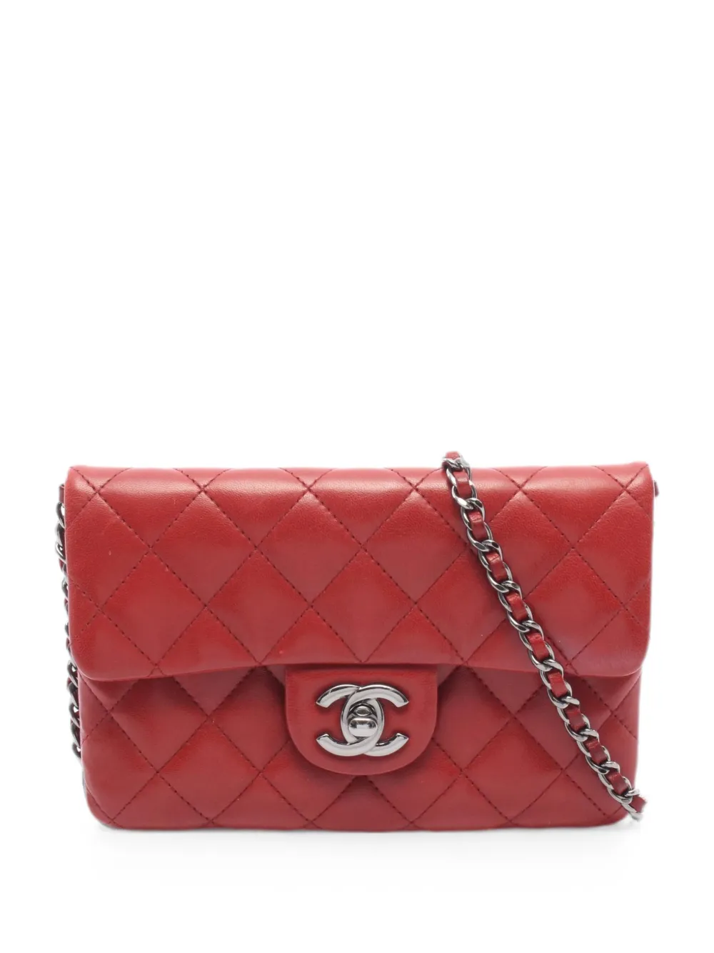 CHANEL Pre-Owned 2013-2014 Matelassé chain mini bag - Red
