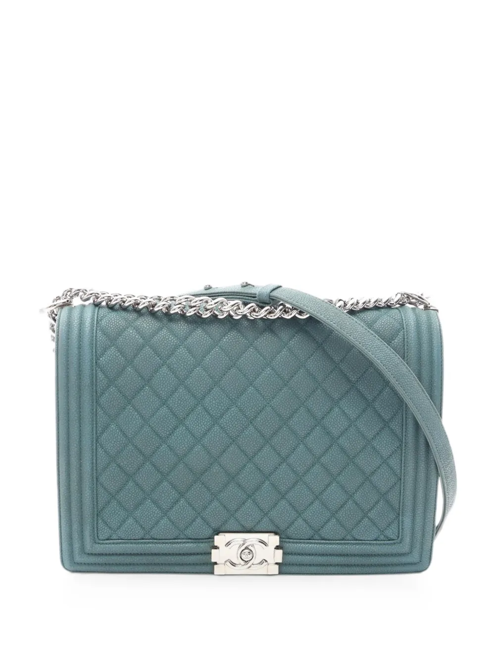 CHANEL Pre-Owned 2012-2013 large Boy Matelassé chain-strap shoulder bag - Blue