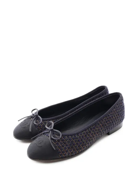 CHANEL Pre-Owned 1986-1988 bow-detail CC-logo ballet flats