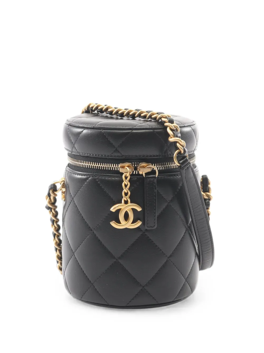 CHANEL Pre-Owned 2021 matelasse chain vanity bag - Black