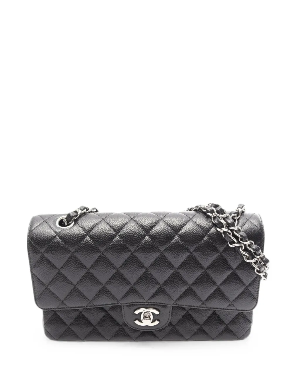 CHANEL Pre-Owned 2021-2022 Matelassé double-flap leather shoulder bag - Black