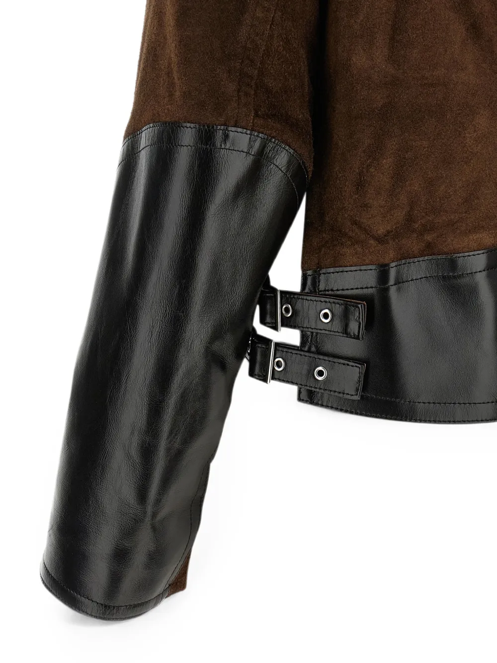 sacai Leren jack met suède vlakken Bruin