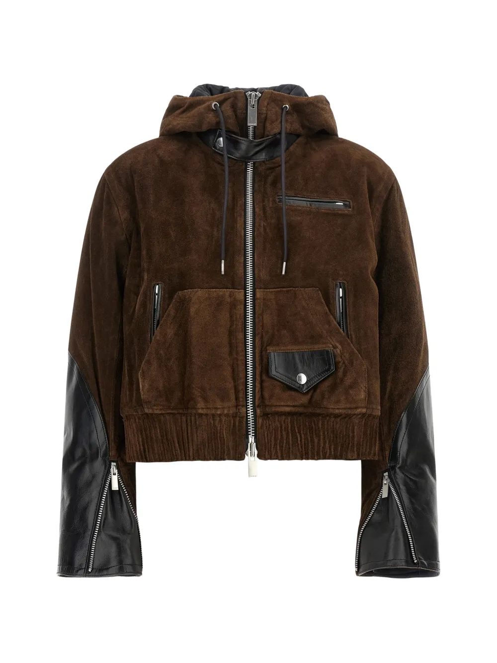 sacai suede-panelled leather jacket - Braun