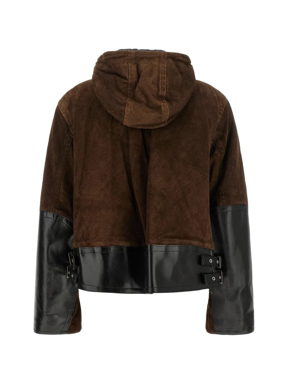 sacai Leren jack met suède vlakken Bruin