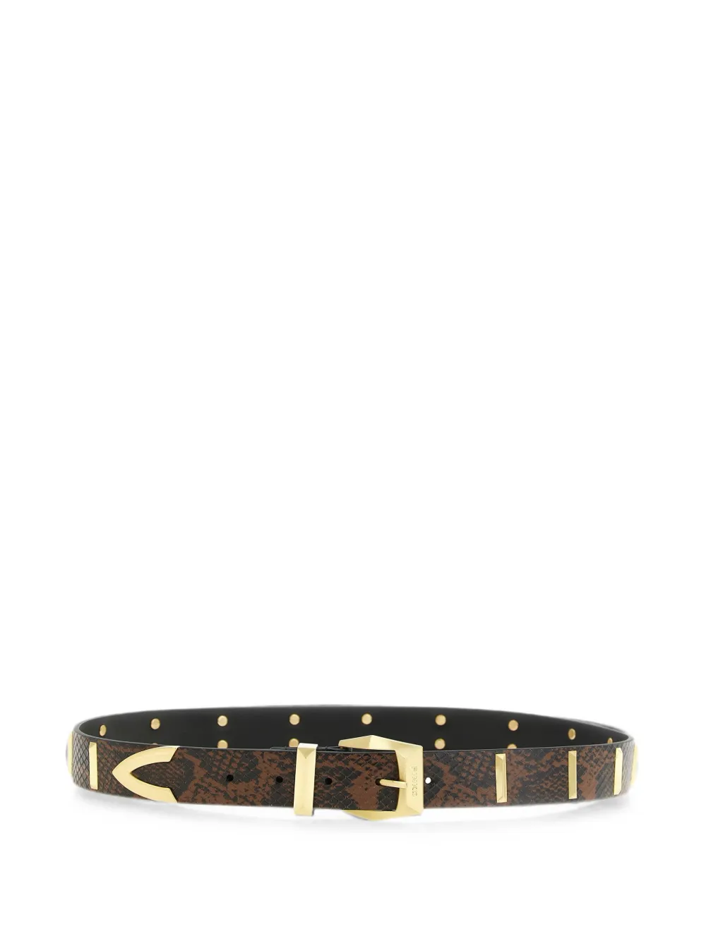 PINKO snake-print studded belt - Brown