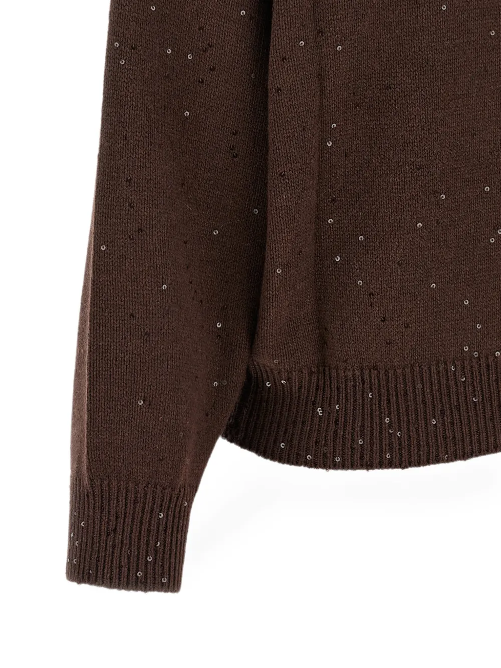 Brunello Cucinelli Diamante trui verfraaid met pailletten Bruin