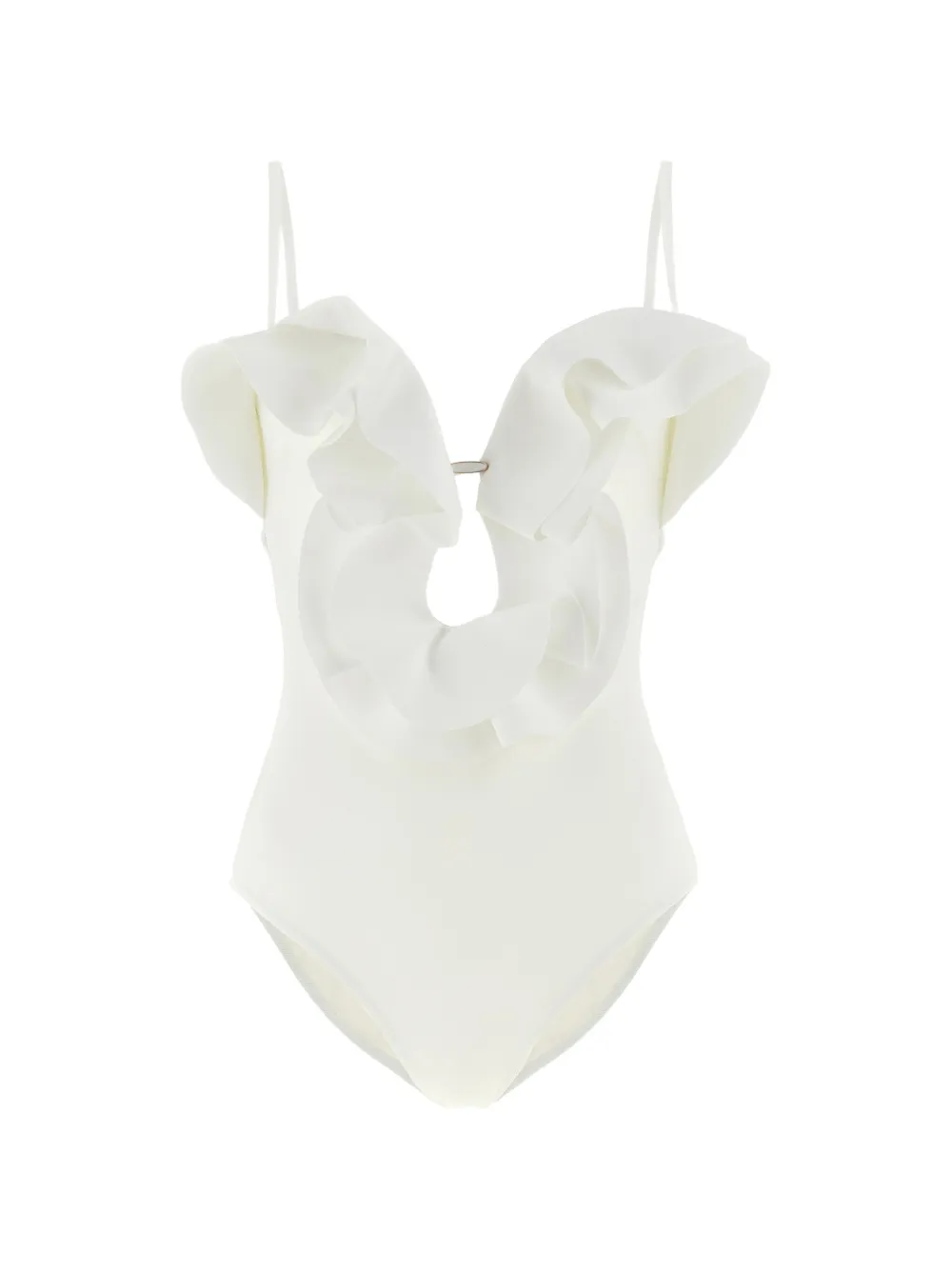Zimmermann Solstice Ruffled One-piece Swimsuit In White
