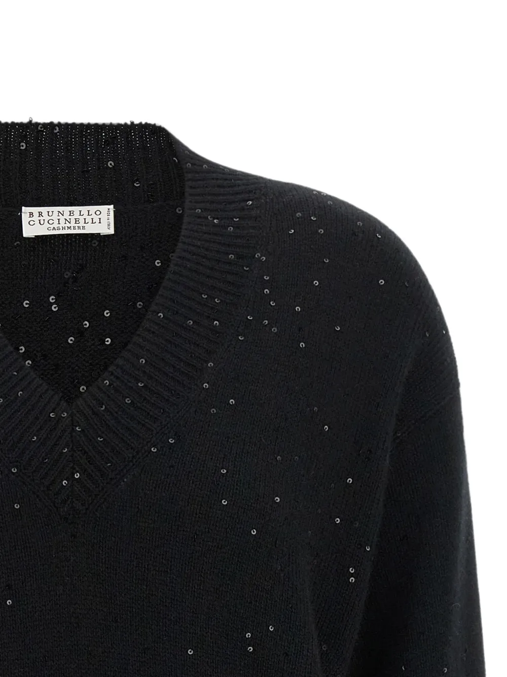 Brunello Cucinelli Diamante trui verfraaid met pailletten Zwart