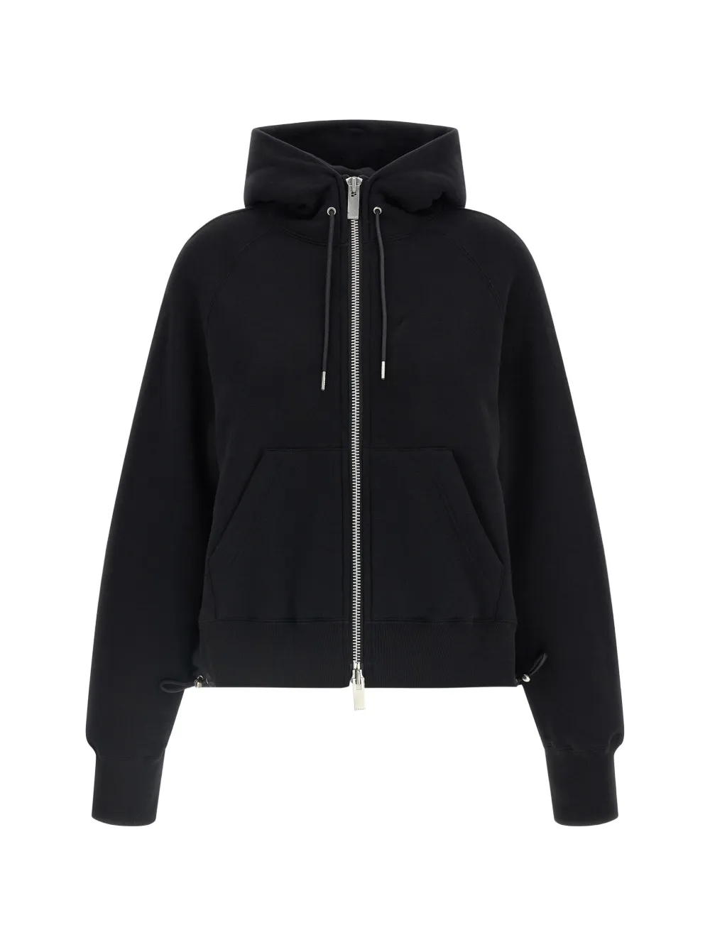 sacai zip-up drawstring hoodie - Schwarz