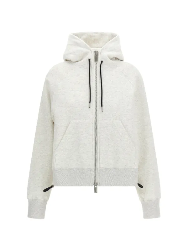 Sacai Zip-up Flared Hoodie in Neutrals