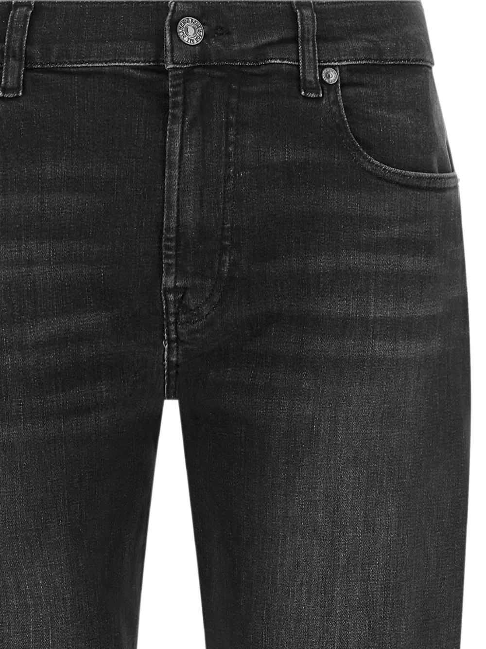 7 For All Mankind Relaxed Skinny jeans met omgeslagen pijpen Zwart