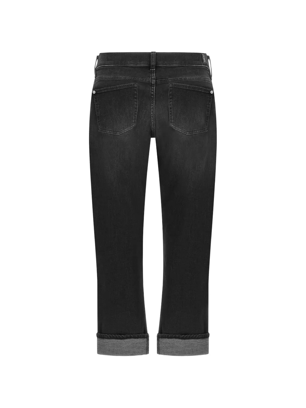 7 For All Mankind Relaxed Skinny jeans met omgeslagen pijpen Zwart