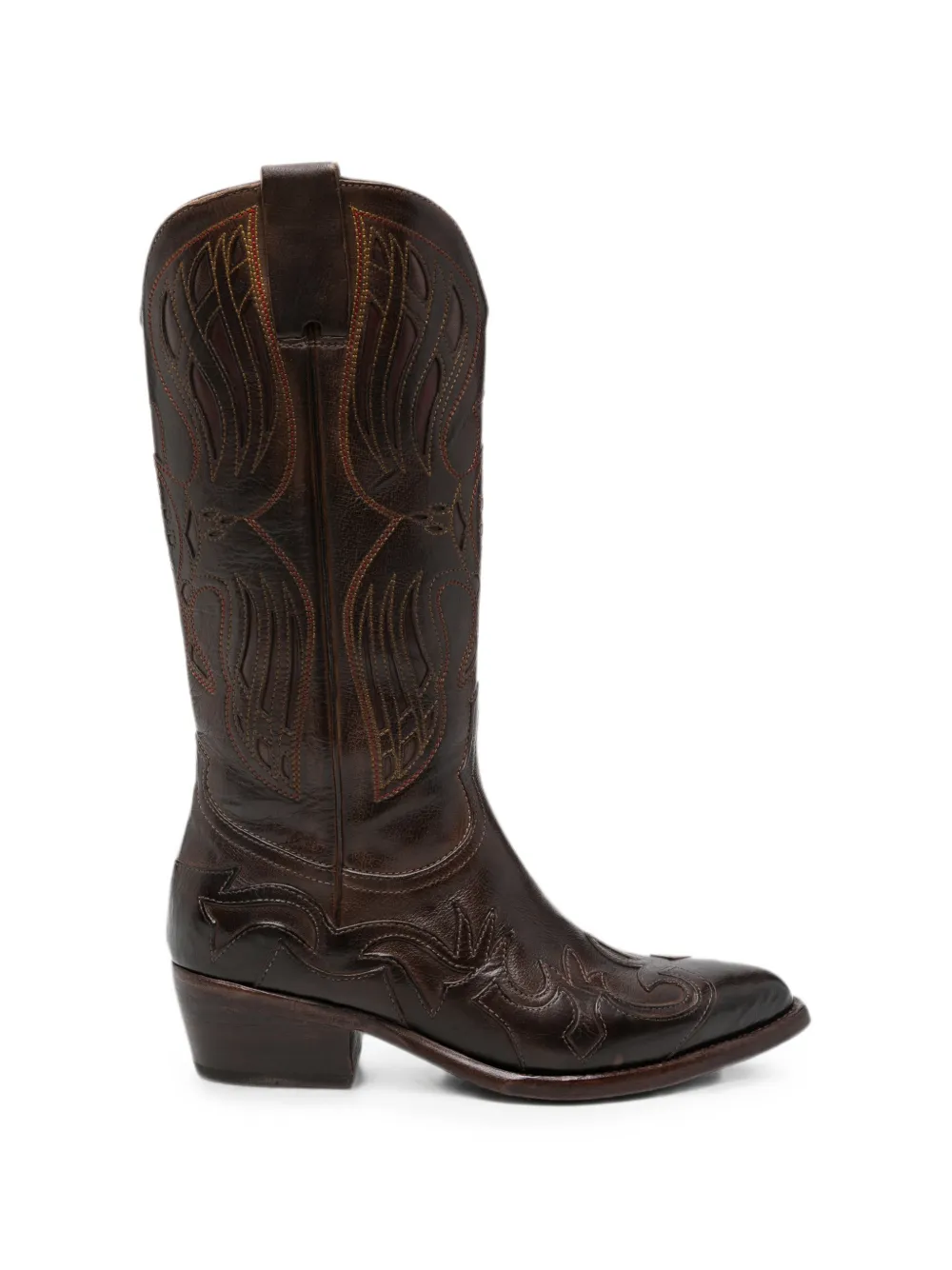 ERALDO embroidered leather boots - Brown