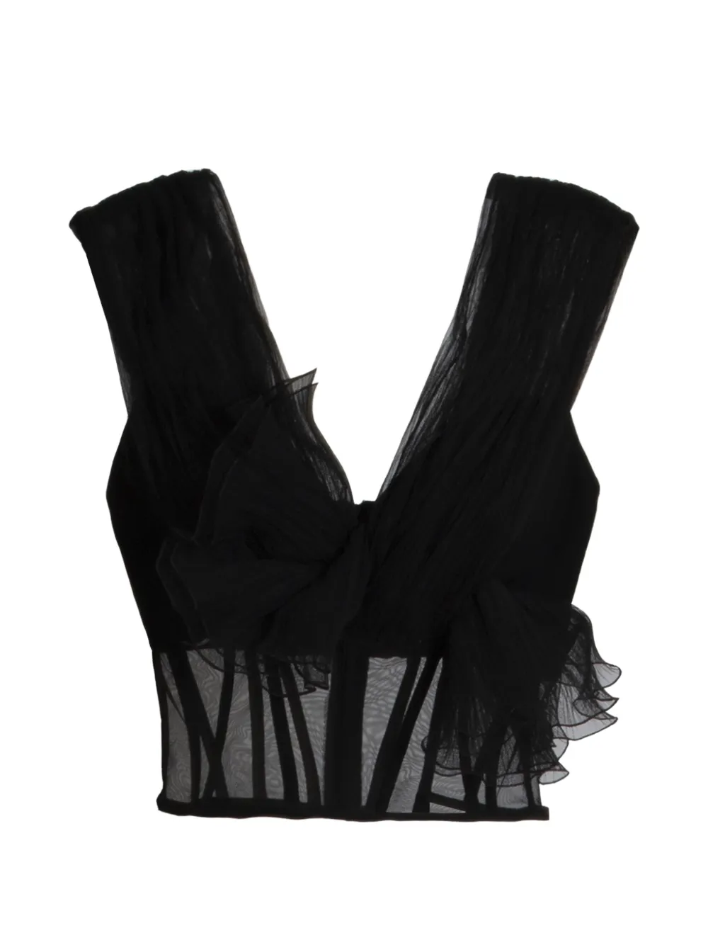 Gemy Maalouf ruffled bow-detail corset - Nero