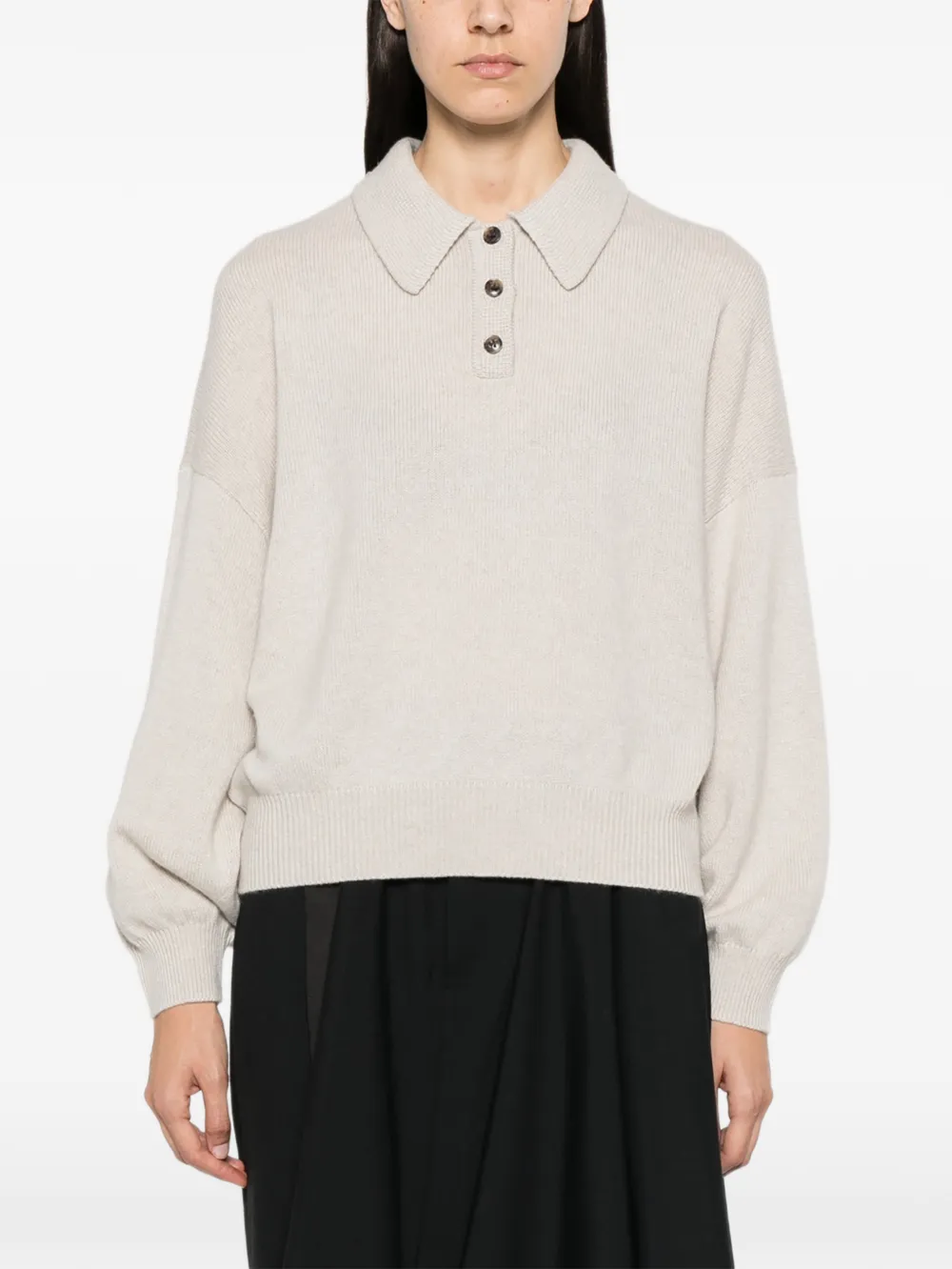 Lisa Yang Etta button-placket sweater Beige
