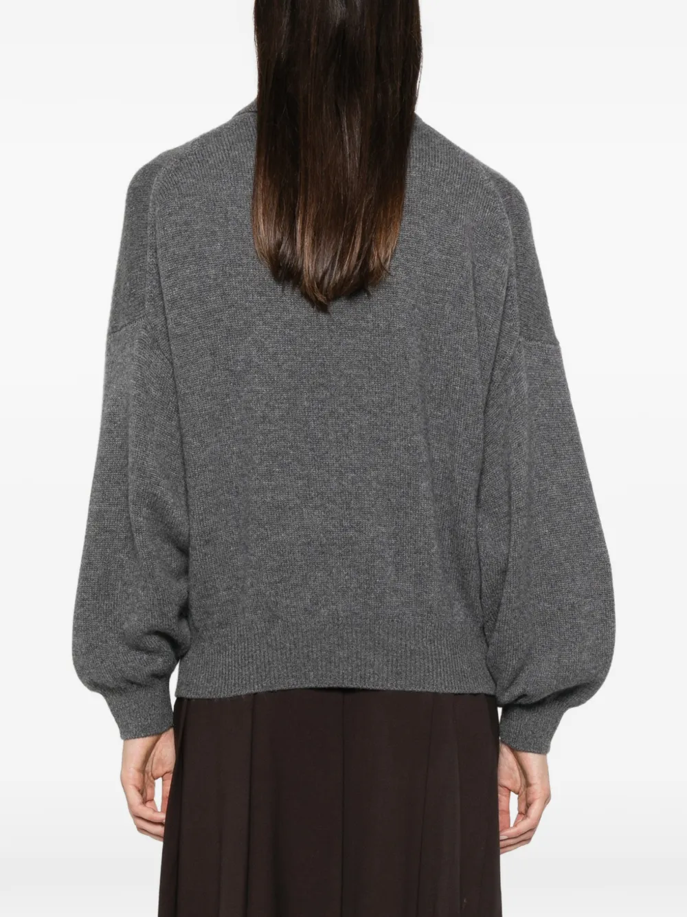 Lisa Yang Etta button-fastening polo-collar sweater Grijs