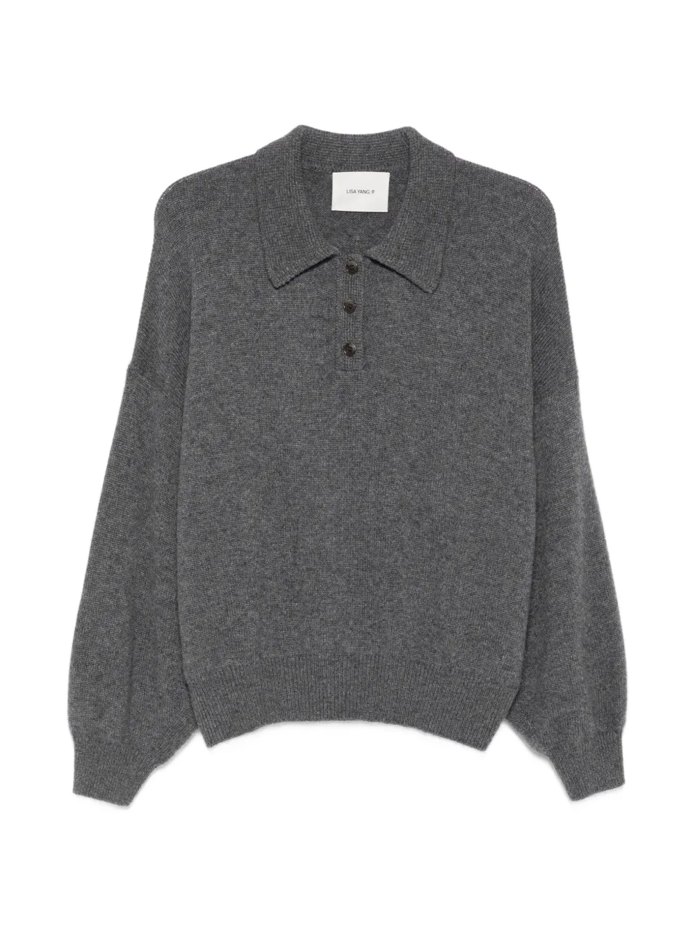 Lisa Yang Etta button-fastening polo-collar sweater - Grau