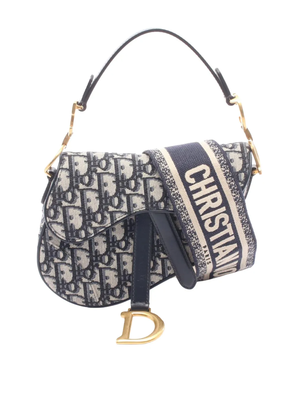 Christian Dior Pre-Owned 2010-2026 Mini Oblique Canvas Saddle Bag satchel - Blau