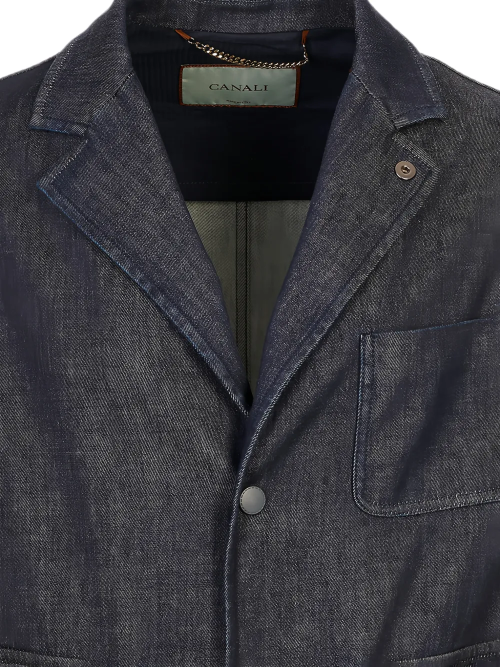 Canali Patch-pocket Denim Jacket In Blue
