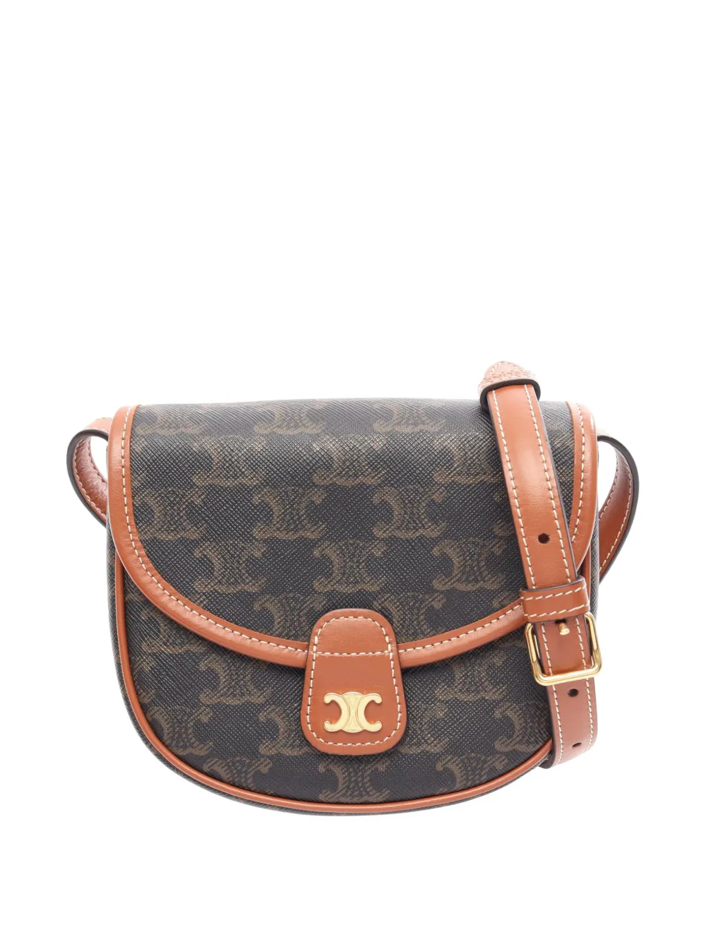 Celine Pre-Owned 2010-2026 Mini Triomphe Coated Canvas Besace crossbody bag - Brown