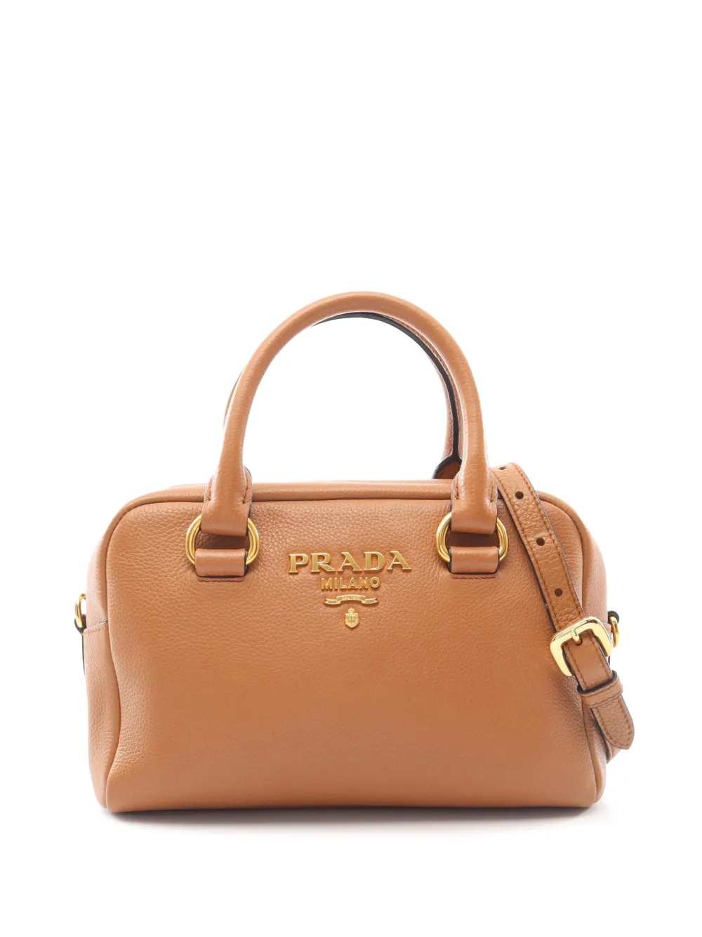 Prada Pre-Owned 2010-2026 Mini Vitello Phenix Bauletto satchel - Braun