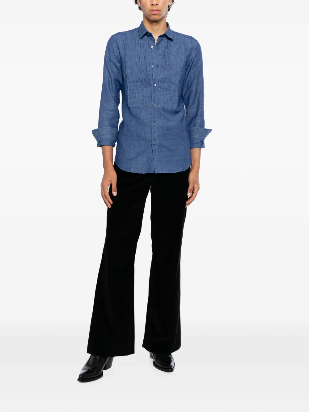 Ports V Shirt met pintuck-detail Blauw