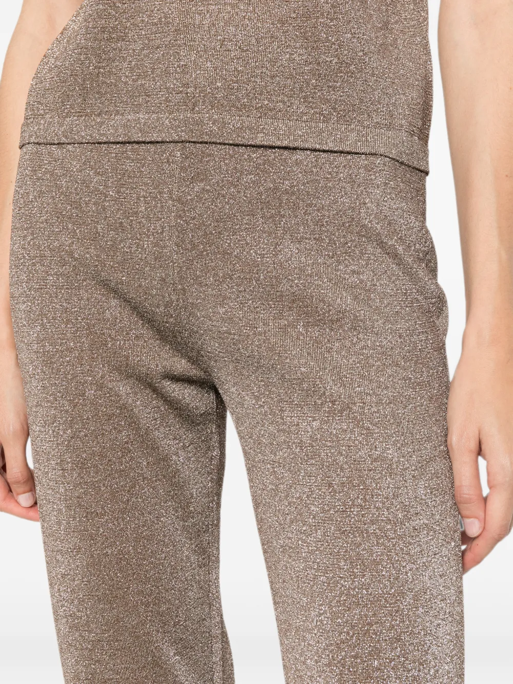 Missoni Lamé fabric flare trousers Beige